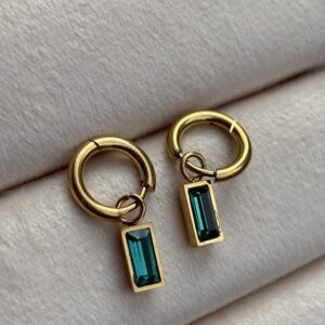 Aura Emerald Drop Hoops