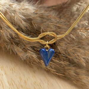 Blue Heart Knot Necklace